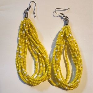 Yellow beaded earring